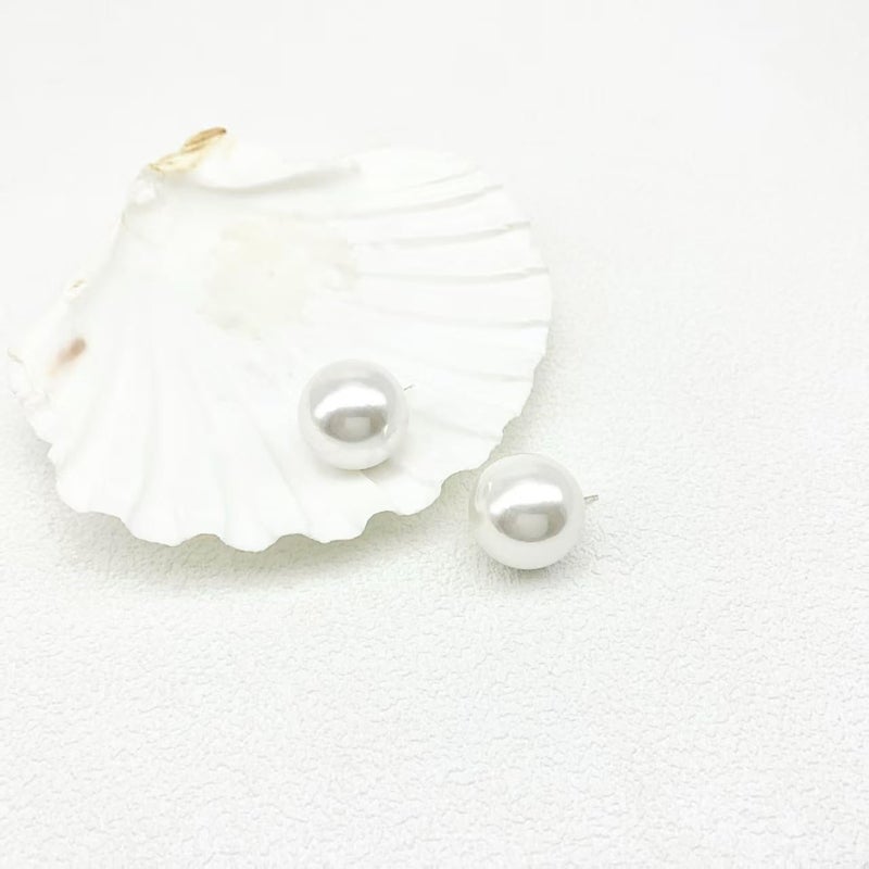 Surrounded Forest Store Double Sided Ball Earrings for Women Front and Back Pearl Stud Earrings 2 in 1 Stud Earrings - Image 4